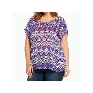 Torrid Top Women 3X Purple Pullover Chevron Boho Western Summer Office Feminine